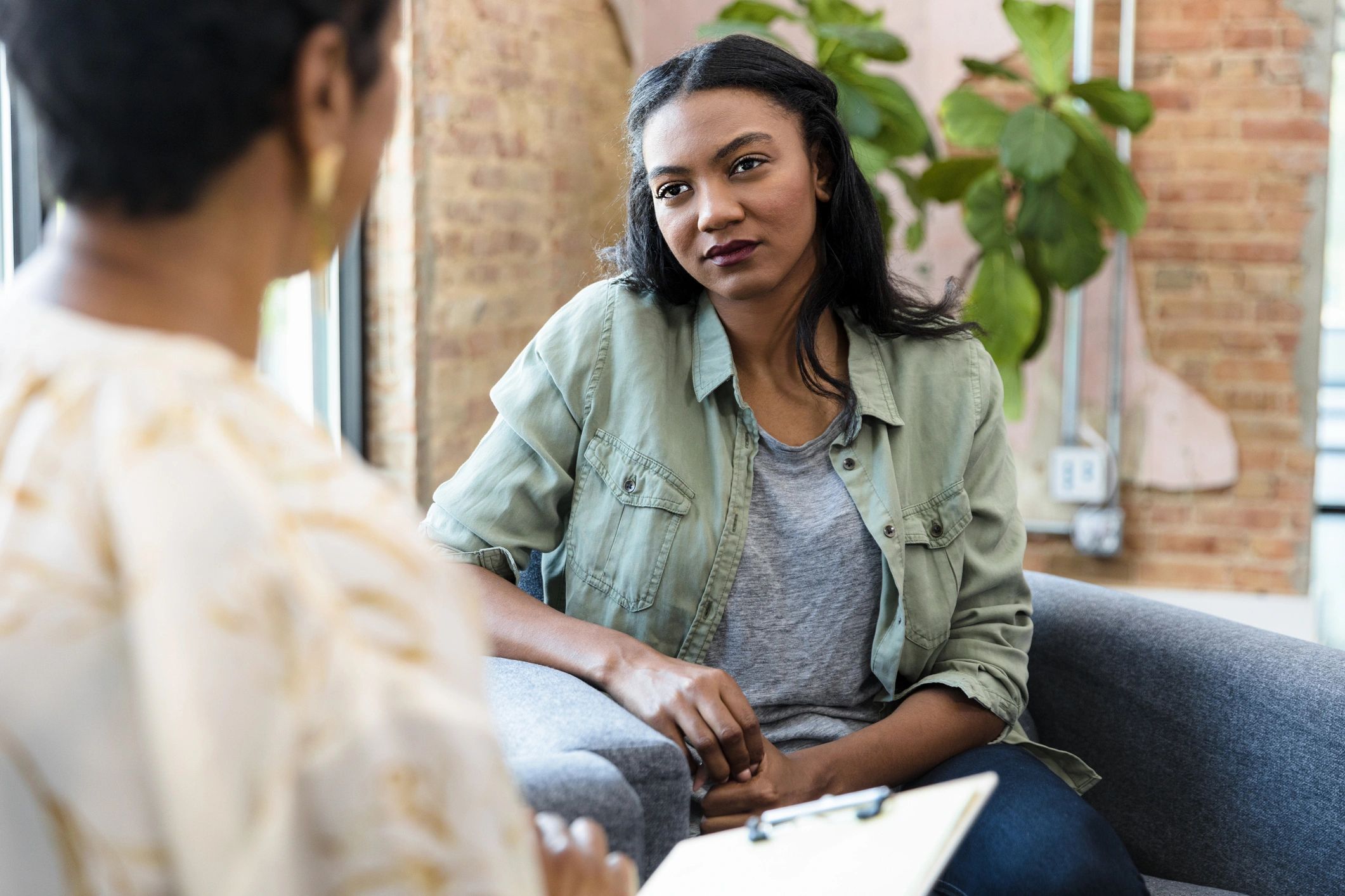 Employee receiving supportive guidance in a private conversation
