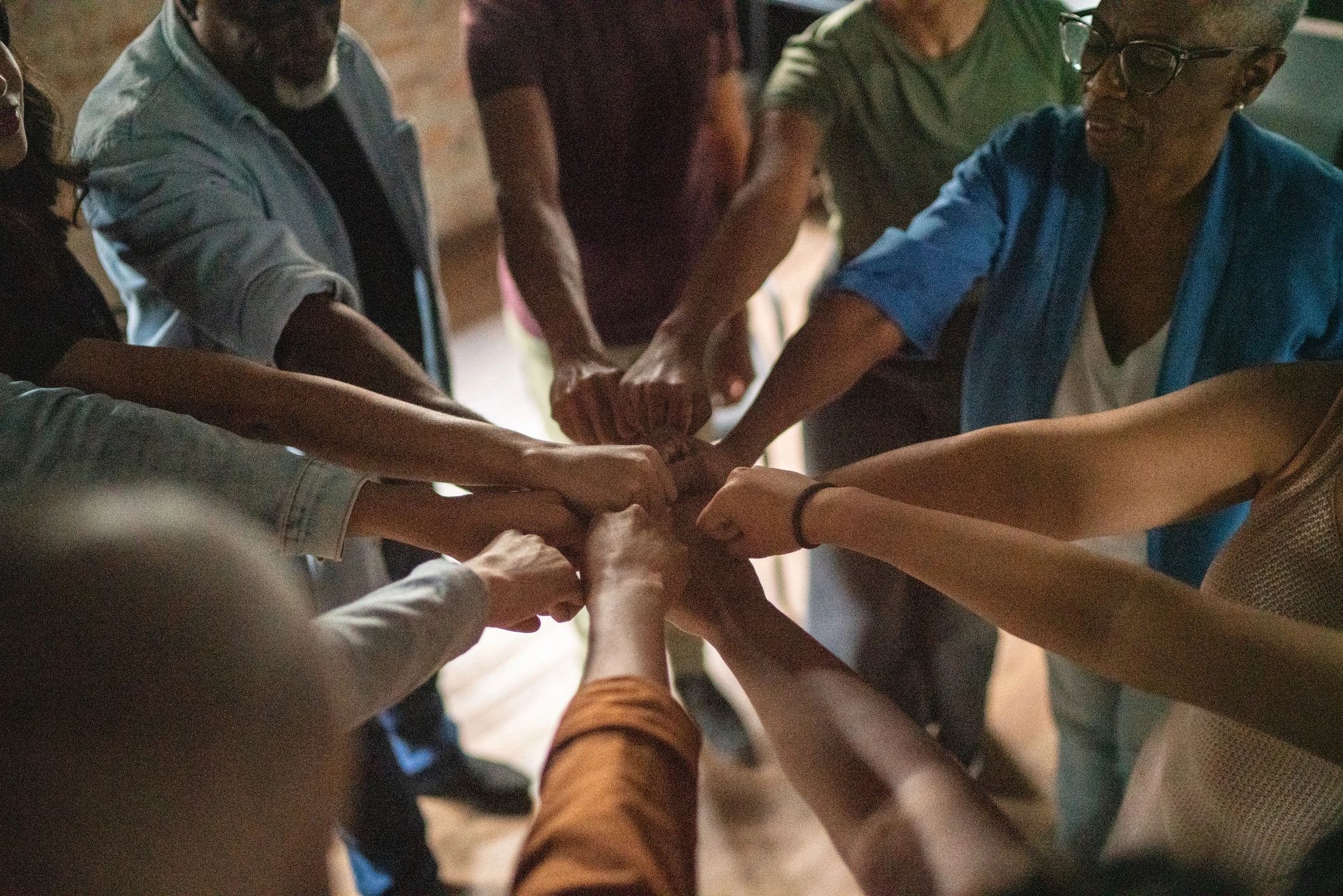 Teamwork gesture showing solidarity and unity