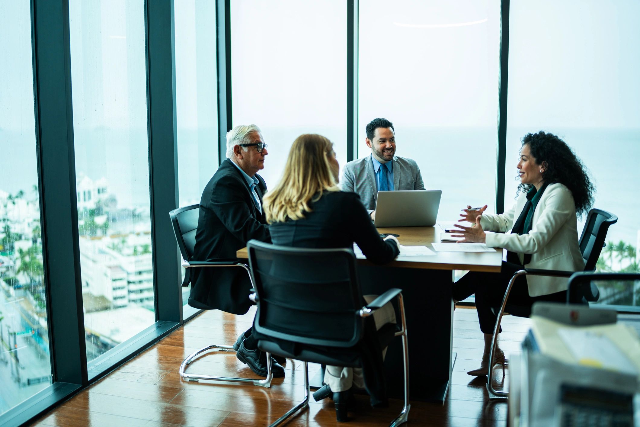Coworkers meeting to discuss a workplace concern