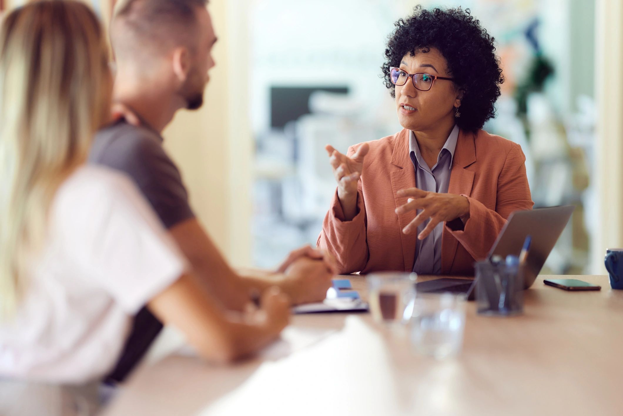 People collaborating in an office meeting